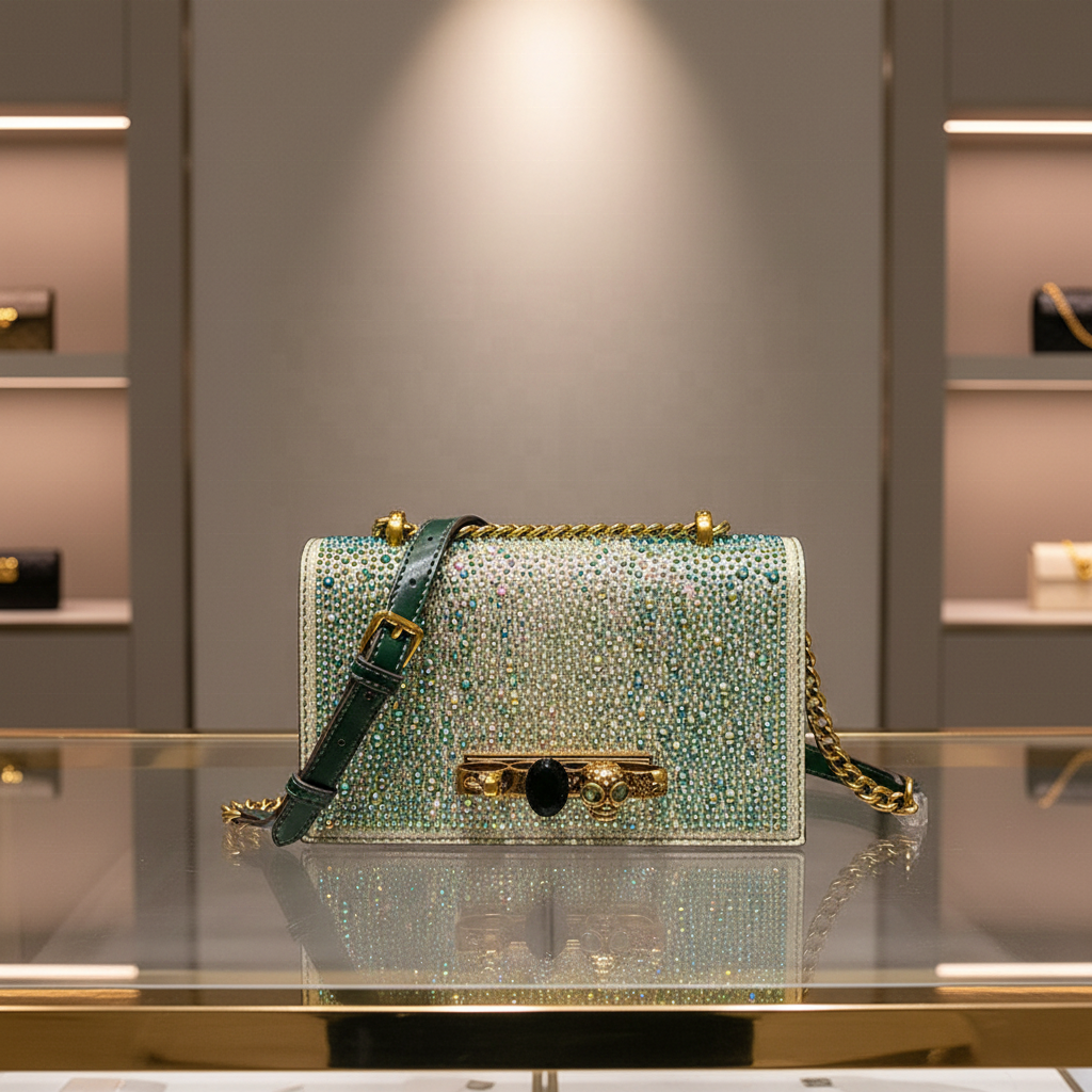 High end fur rhinestone handbag for women 2026 new cross-border fashion chain small square exquisite crossbody bag