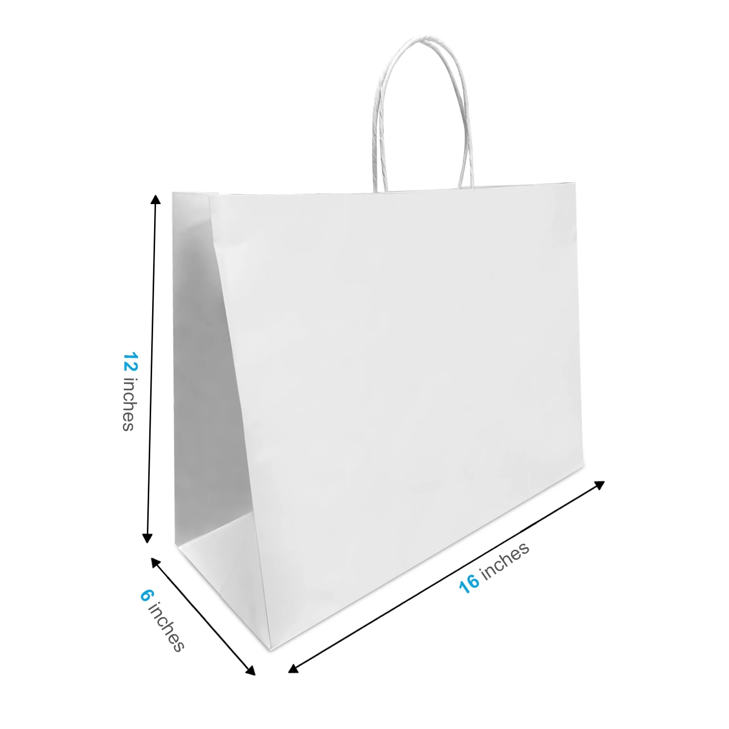Customized logo plain white kraft paper bag with twisted handle 16x6x12 inches