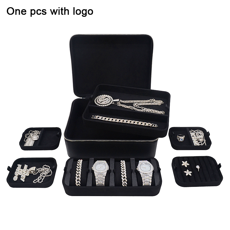 Wholesale spot 1 price, high-end PU leather packaging, jewelry storage box, watch box, handle, customized travel jewelry box
