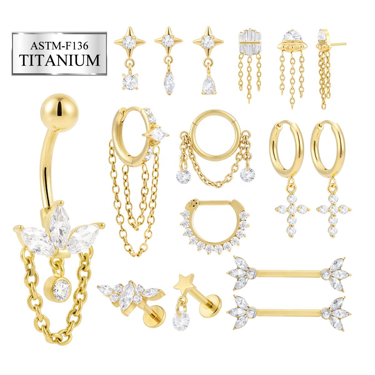 Superstar ASTM F136 Titanium Implant Grade Navel Nipple Nose Ring Lipstick Flat Back Earrings Body Piercing Jewelry
