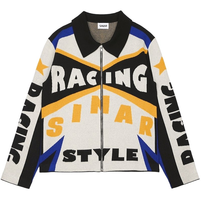 Customized logo, sample, men's sweater, winter casual knitwear, zipper cardigan, pullover, graphic jacket, retro racing jacket, knitted sweater for men